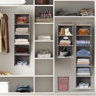 OEM Organizador De Armario Colgante De 5 Estantes - Ahorra Espacio, Estantes Colgantes De Algod&oacute;n Con 4 Bolsillos Laterales, Plegable, Negro