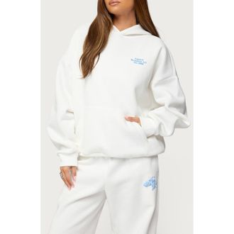 Edikted Keychain Cutie Hoodie in White at Nordstrom, Size X-Large