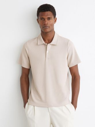 Reiss Stone Textured Half-button Polo Shirt, Xxl