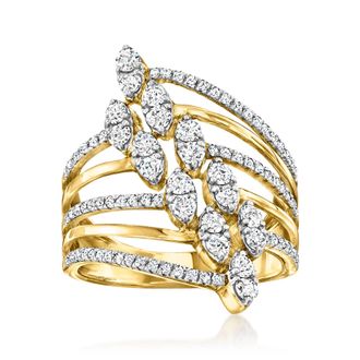 Ross-Simons Diamond Multi-Row Navette Ring in 18kt Gold Over Sterling