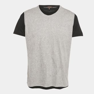 Roberto Cavalli Grey Embroidered Jersey Layered T-Shirt