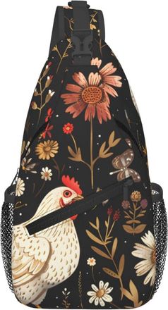 Generic Hens In The Plants Crossbody Bag Adjustable Shoulder Bag With Zipper Crossbody Bags For Men Camping Runner