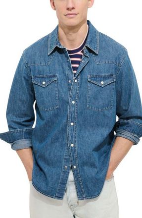 Alex Mill Jackson Denim Western Snap-Up Shirt in Vintage Wash at Nordstrom, Size Xx-Large