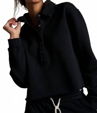 perfectwhitetee Vinny Collared Sweatshirt In True Black