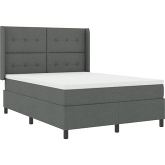 vidaXL Box Spring Bed with Mattress Dark grey 140 x 200 cm Fabric vidaXL