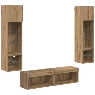 vidaXL TV Wall Unit Wall-mounted 6 pcs Artisan Oak Engineered Wood vidaXL