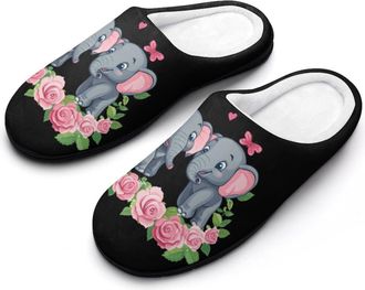 Generic Elephant Womens Slippers Warm House Slippers Indoor House Shoes with Anti-Skid Rubber Sole