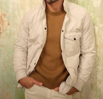 SAVE KHAKI UNITED Flight Quilted Shirt Jacket In Bone
