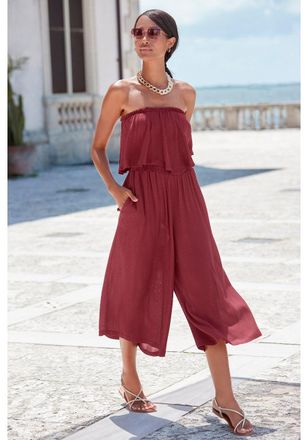 Lascana Womens Flowy Strapless Culotte Jumpsuit