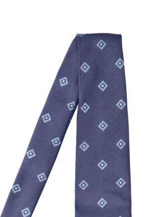 Cesare Attolini Diamond-Patterned Silk Necktie - Navy