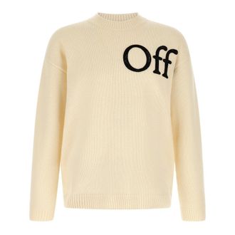 Off-white Bookish Shared Crewneck Jumper - male - Off White - Round-neck Knitwear - Beige - XL - Knitwear