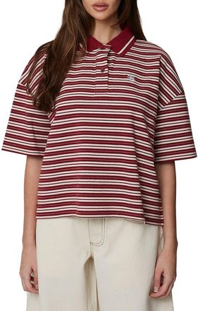 Good For Nothing Short Sleeve Striped Polo in Burgundy at Nordstrom, Size X-Small