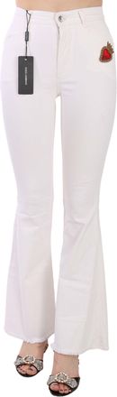 Dolce & Gabbana Damesbroek in wit, hartvormig, elastisch katoen