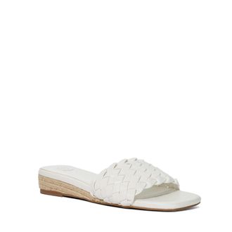 Dune London Womens Ladies Kea - Woven Raffia Wedge Mules - White - Size UK 6