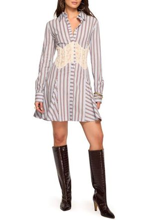 Ramy Brook Wren Lace Bodice Shirtdress in Blue Stripe at Nordstrom, Size 00