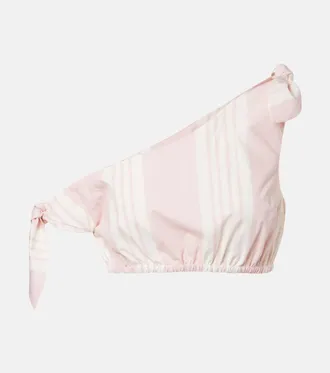 Poss&eacute; Rosie asymmetric striped cotton crop top