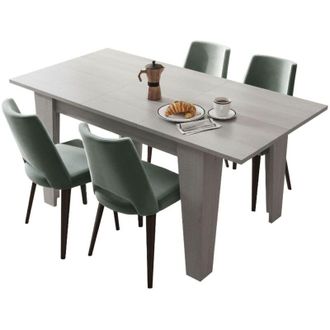 Dmora Tavolo Allungabile Pizzoli, Allungabile, Meccanismo Estensione Allunga Centrale, Lunghezza Massima 160 cm, 160x80x78h cm Grigio Cemento