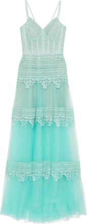 Saiid Kobeisy Abito lungo in pizzo - Verde