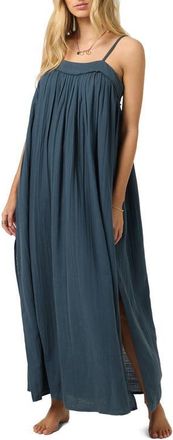 O'Neill Sai Saltwater Solids Cover-Up Cotton Maxi Dress in Slate at Nordstrom, Size X-Large
