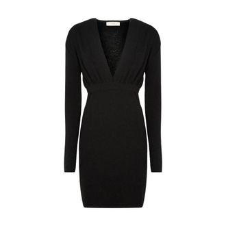 Akep Vestido corto de punto con escote pronunciado - Dresses - Mujer - Negro - XS