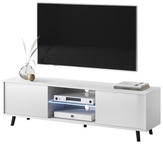 Selsey Selsey Lefyr - Mueble Tv - Blanco Mate / Blanco Brillo - 140 Cm - Iluminaci&oacute;n Led A Pilas - Moderno
