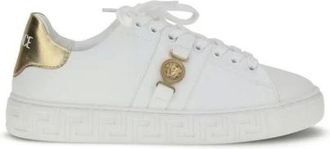 Versace Sneakers met Griekse Sleutelzool en Gouden Details - Dames - Sneakers - Wit - 38 EU - Leer - Schoenen