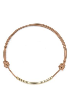 LADY GREY Leather Bond Necklace in Gold/Tan at Nordstrom
