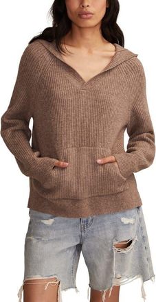 Lucky Brand Cloud Soft V-Neck Sweater Hoodie in Falcon Heather at Nordstrom, Size X-Large