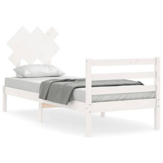 Berkfield Home Bed Frame with Headboard White Single Solid Wood