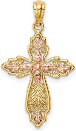Diamond2Deal 14k Two-tone Gold Cross Pendant