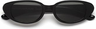 Retro Superfuture Black Vega Glossy Acetate Oval Sunglasses