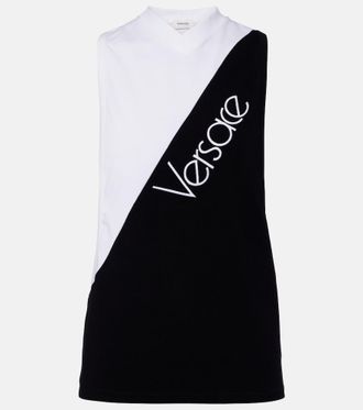 Versace Logo embroidered cotton-blend tank top