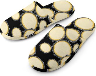 Generic Snare Drum Mens Cotton Slippers Memory Foam Comfort House Shoes Winter Indoor Slipper for Hotel Casa Spa