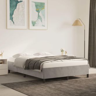 vidaXL Vidaxl - Estructura De Cama Sin Colch&oacute;n Terciopelo Gris Claro 140x190 Cm