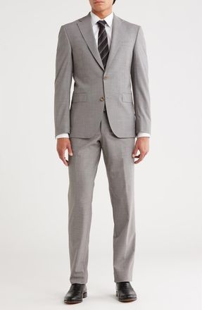 Jack Victor Esprit Grey Crosshatch Stretch Wool Suit in Mid Grey at Nordstrom Rack, Size 38 Regular