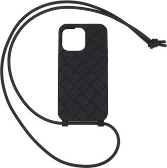 Bottega Veneta Draagbare I Phone Iphone 14 Pro Max Dames Rubber Zwart en wit en zwart en wit en zwart en wit