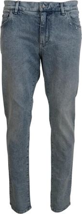 Dolce & Gabbana Elegante Slim-Fit Lichtblauwe Denim Broek - Heren - Slim Fit Jeans - Blauw - 3XL - Denim - Jeans