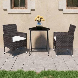 Berkfield Home 3 Piece Garden Bistro Set Poly Rattan & Tempered Glass Brown