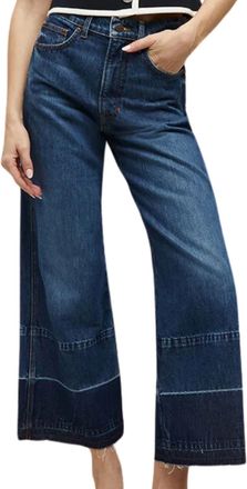 Veronica Beard Taylor Released Hem Cropped Wide-Leg Jeans In Bright Blue