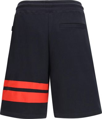 GCDS Mens Regular Logo Sweat Shorts Black-Red Cotton Bermuda Black/red