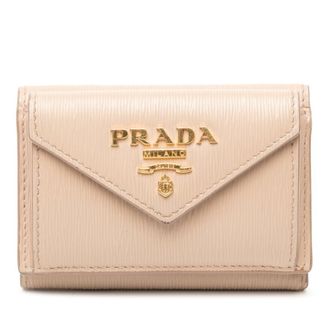 Prada Beige Leather Wallet (Tri-Fold) (Pre-Owned)