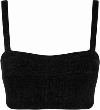 Cortana Grow- top bustier in zwart linnen en viscose - Dames - Tops zonder mouwen - Zwart - M - Linnen - Tops