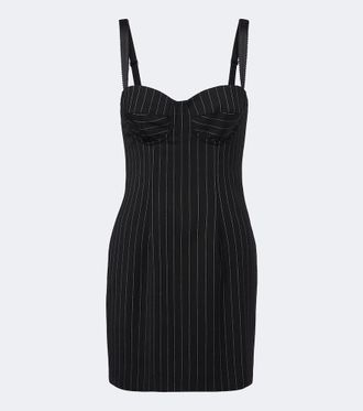 Dolce & Gabbana Pinstriped wool and silk-blend bustier dress