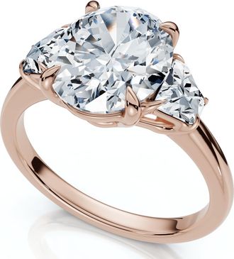 Pompeii3 Certified 2.63Ct Oval & Trapezoid Diamond Engagement Ring Lab Grown