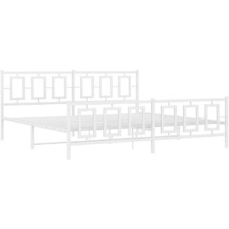 vidaXL Vidaxl - Estructura Cama Sin Colch&oacute;n Con Estribo Metal Blanco 193x203 Cm