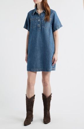 Rag & Bone Hayley Short Sleeve Denim Dress in Delcan at Nordstrom, Size Xx-Small
