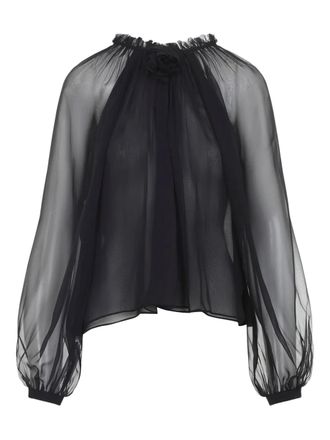 Alberta Ferretti balloon-sleeve silk blouse - women - Silk - 38 - Black