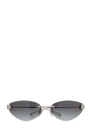 Balenciaga Womens Silver Metal Gossip Sunglasses Silver-Gradient Grey Occhiali Da Sole Silver/gradient