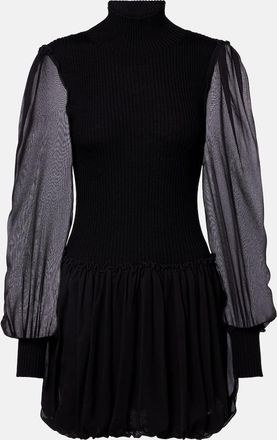 Frame Denim Ribbed-knit wool and silk minidress