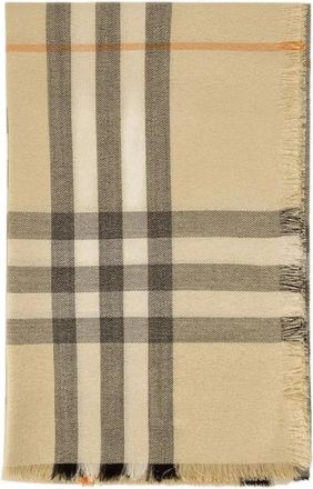 Burberry Accessoires, unisex, Beige, ONE Size, Wol, Geborduurde Sjaal van Wolmix